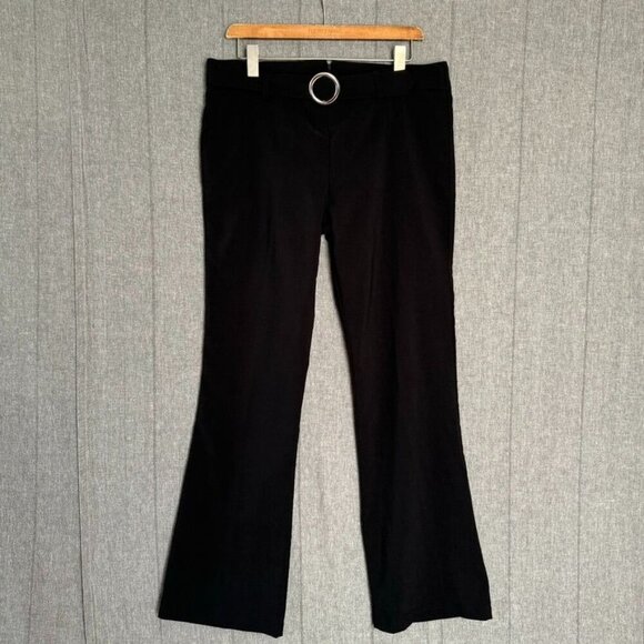 Y2K Vintage Sugar Rush Black Stretch Silver Buckle Belt Mid Rise Flare Leg Pant - Picture 1 of 6